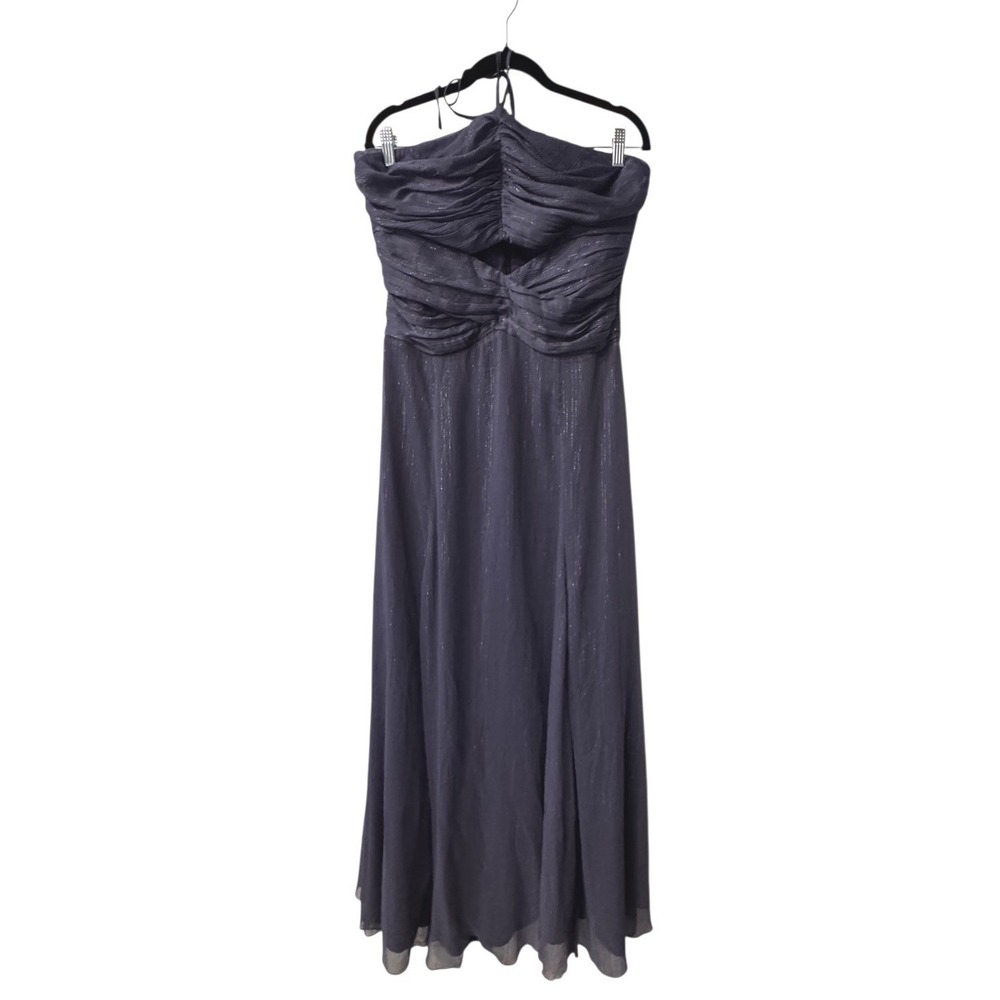 Likely Runa Gown Halter Maxi Size 10 Slate Blue Metallic Shimmer Chiffon (B) - Picture 3 of 12